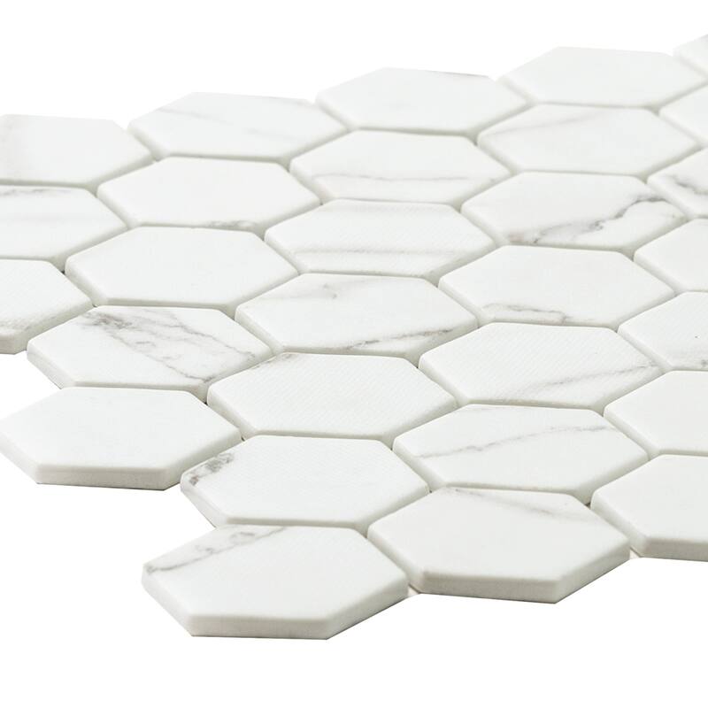 The Tile Life Eterna Hex 2x2 White Glass Mosaic Floor, Backsplash & Wall Tile
