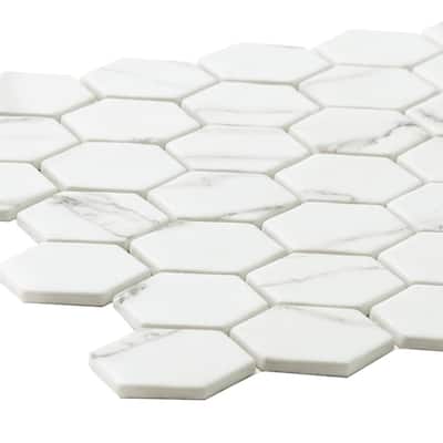The Tile Life Eterna Hex 2x2 White Glass Mosaic Floor, Backsplash & Wall Tile
