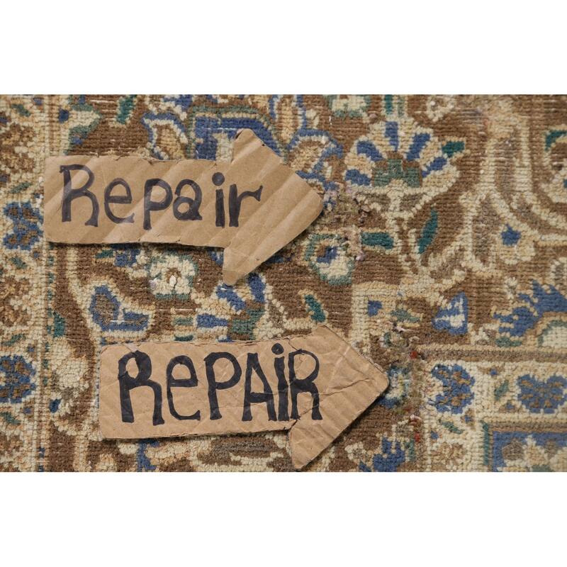 Traditional Mashad Vintage Persian Area Rug Handmade Wool Carpet - 9'7" x 12'5"