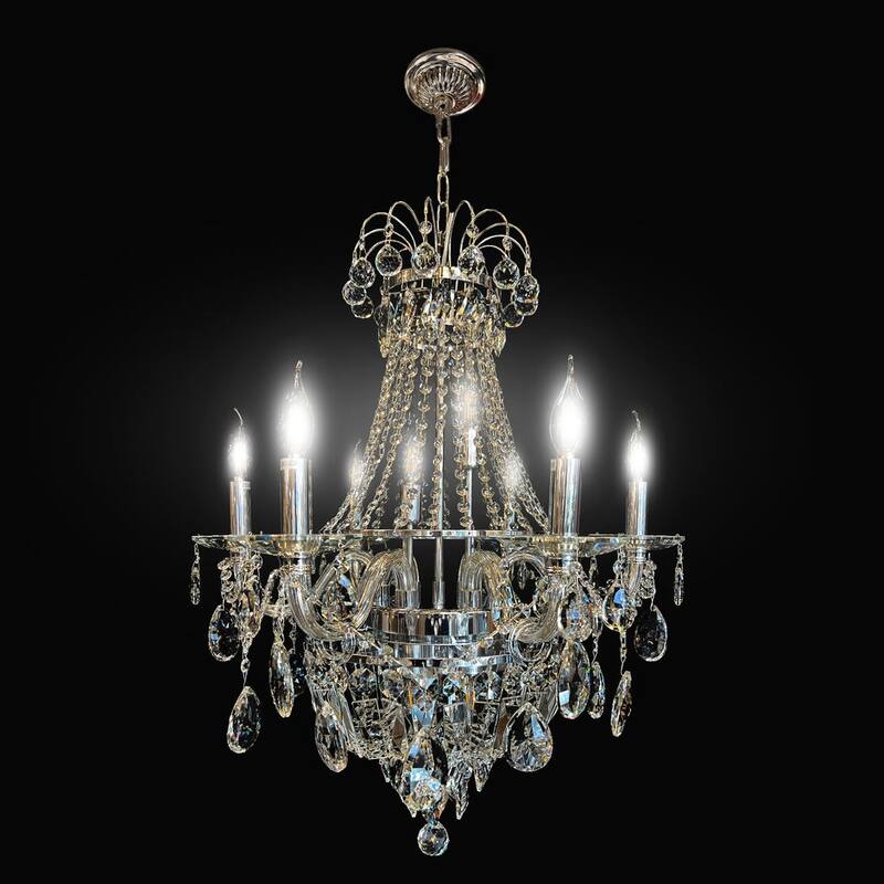 Crystal Chandelier 26 in Wide 11 Lights Pendant Light Gold and Chrome - Silver
