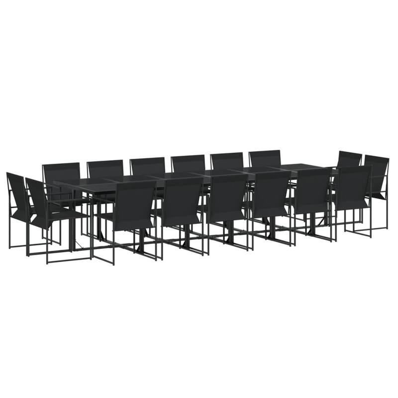 vidaXL Garden Dining Set Set of 16 Black - 42.1 x 129.9 x 28.3 in