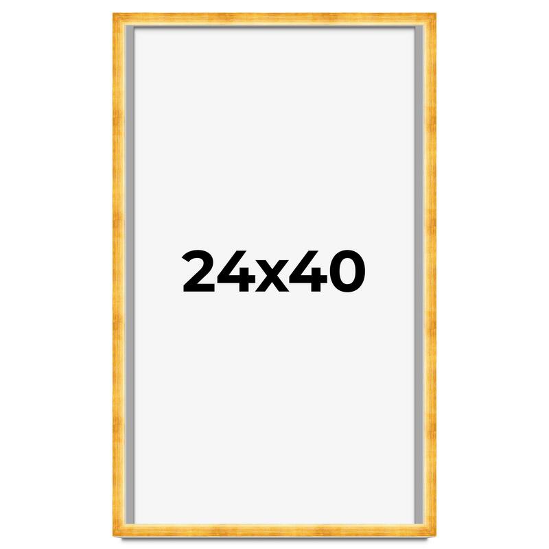 24x40 Shadow Box Frame Gold | 1.625 Inches Deep Real Wood Traditional