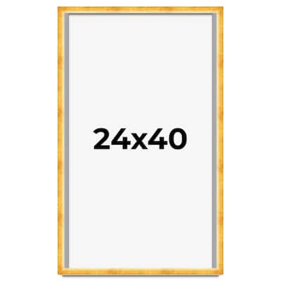 24x40 Shadow Box Frame Gold | 1.625 Inches Deep Real Wood Traditional