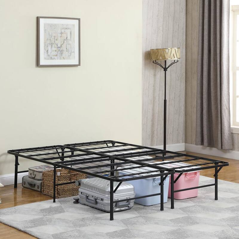 Sturdy Black Queen Size Mattress Support Platform with Enhanced Stability and Storage - Black
