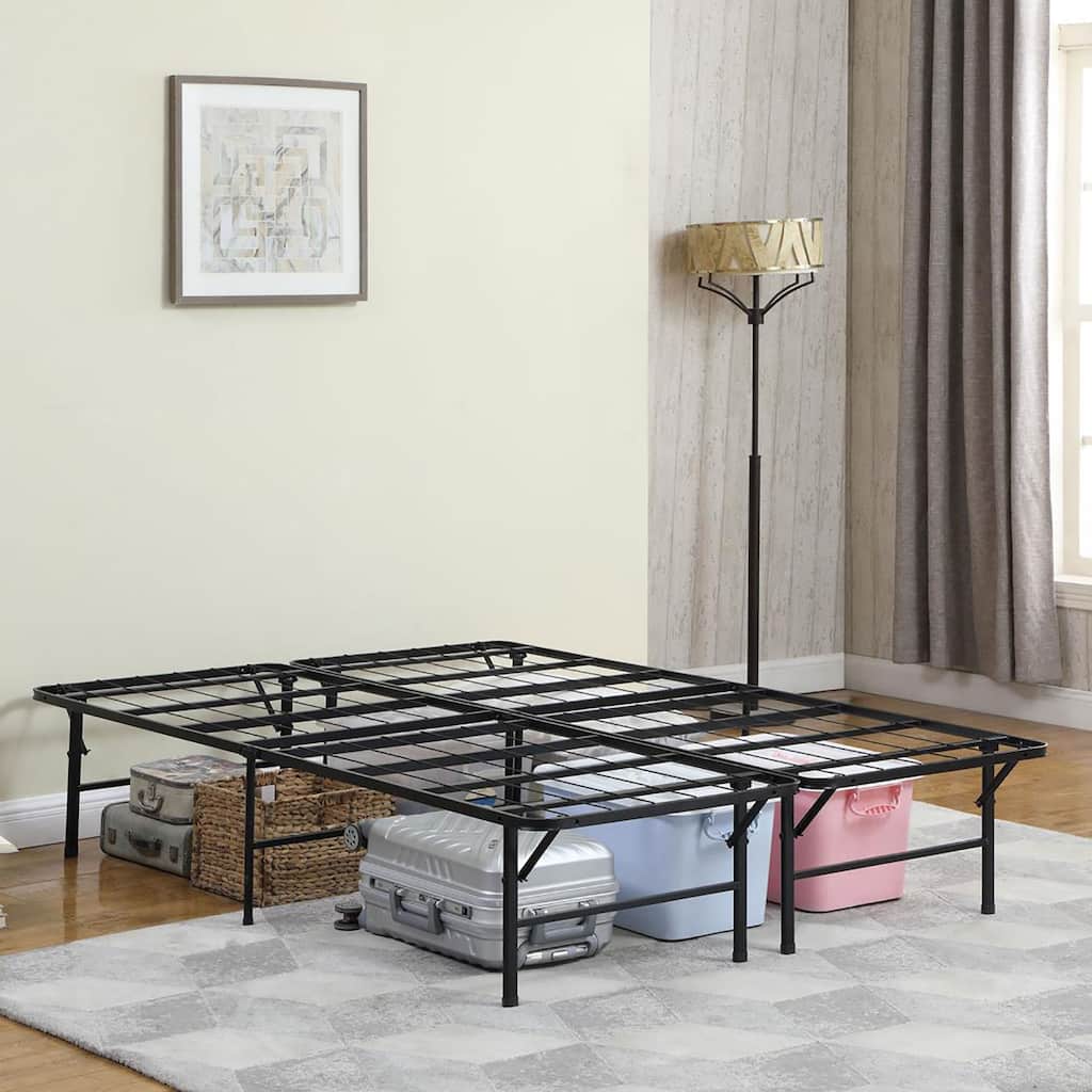 Sturdy Black Queen Size Mattress Support Platform with Enhanced Stability and Storage