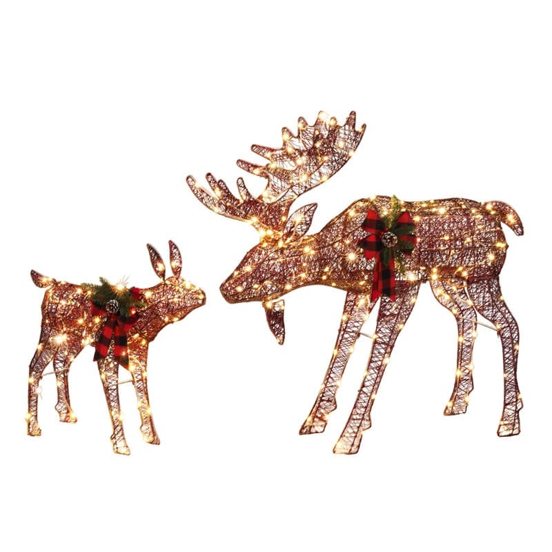 2pcs Golden LED Light Moose Family Decoration