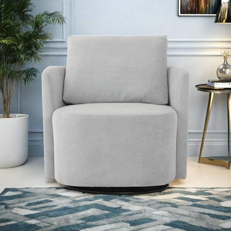 Chenille 360° Swivel Barrel Chair with Ergonomic Curved Design and 440lb Weight Capacity - Grey