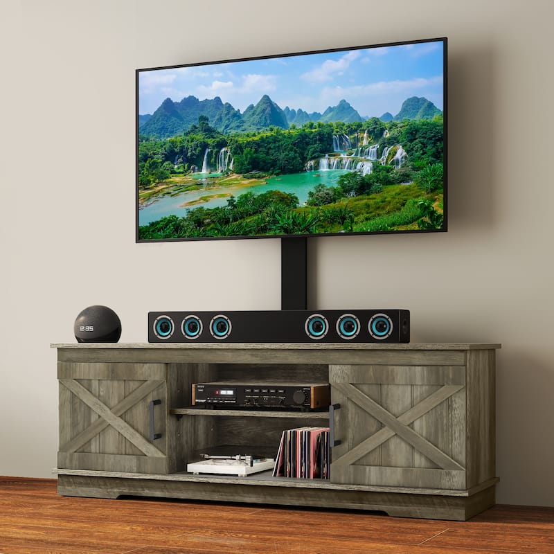Moasis Farmhouse TV Stand Media Consolewith Adjustable Mount for TVs up to 70" - Grey