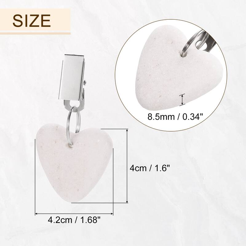 24PCS Marble Heart Shape Tablecloth Weights with Metal Clip - White