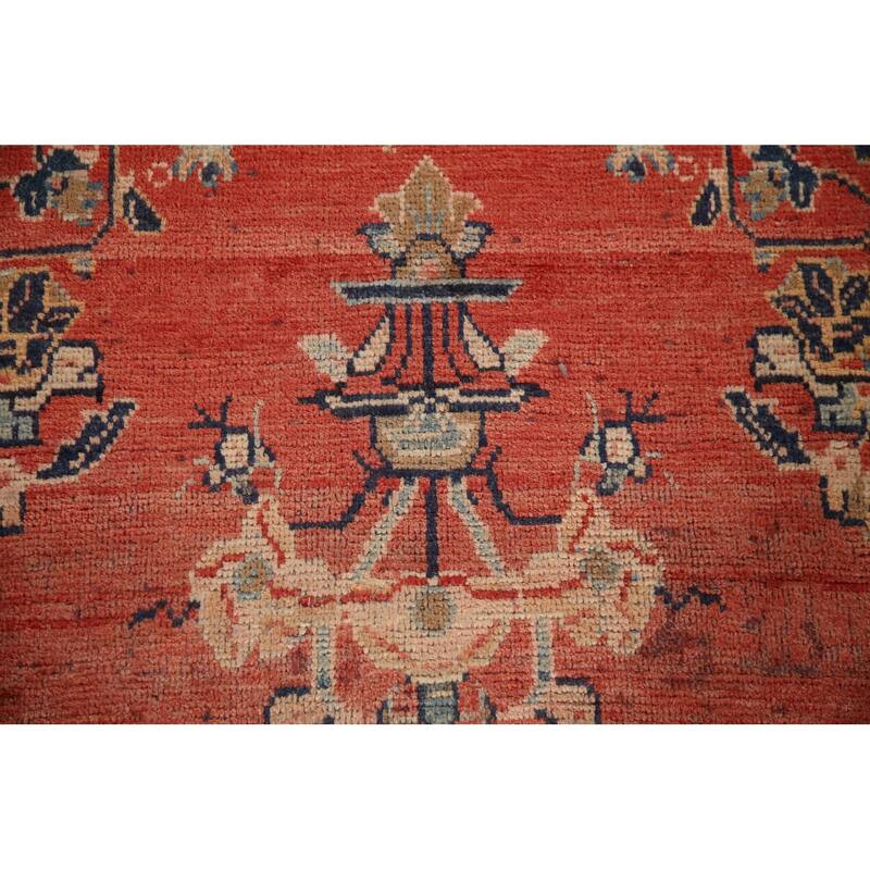 Hand Knotted Oriental 100% Wool Carpet Traditional Floral Red Mahal Runner Rug - 10' 3'' X 3' 4''