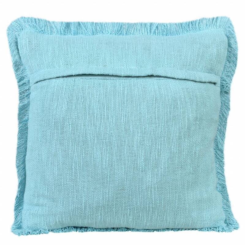 HomeRoots 20" X 20" Bright Blue 100% Cotton Zippered Pillow