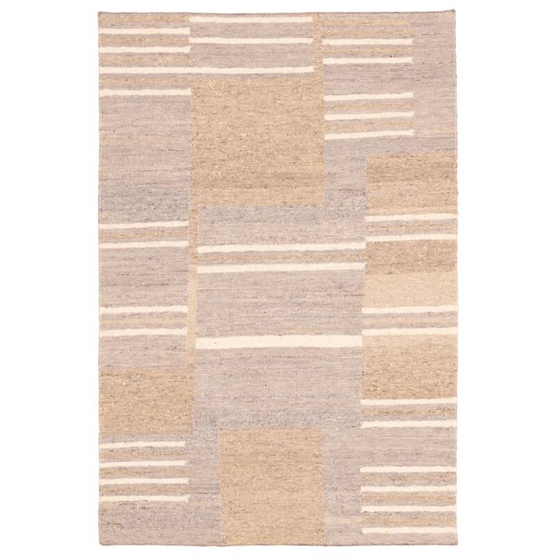 ECARPETGALLERY Flat-Weave Marrakech Grey Wool Kilim - 5'2 x 7'9