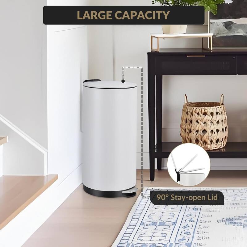 8 Gal Round Trash Can, Step-on Garbage Bin for Kitchen, Office, Bathroom
