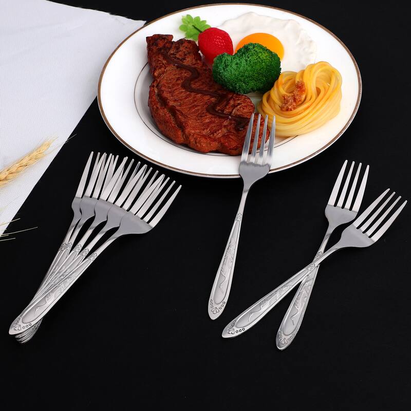 Household Tableware Stainless Steel Dinner Fork 7.3 Inches Length 10 Pcs - Silver Tone
