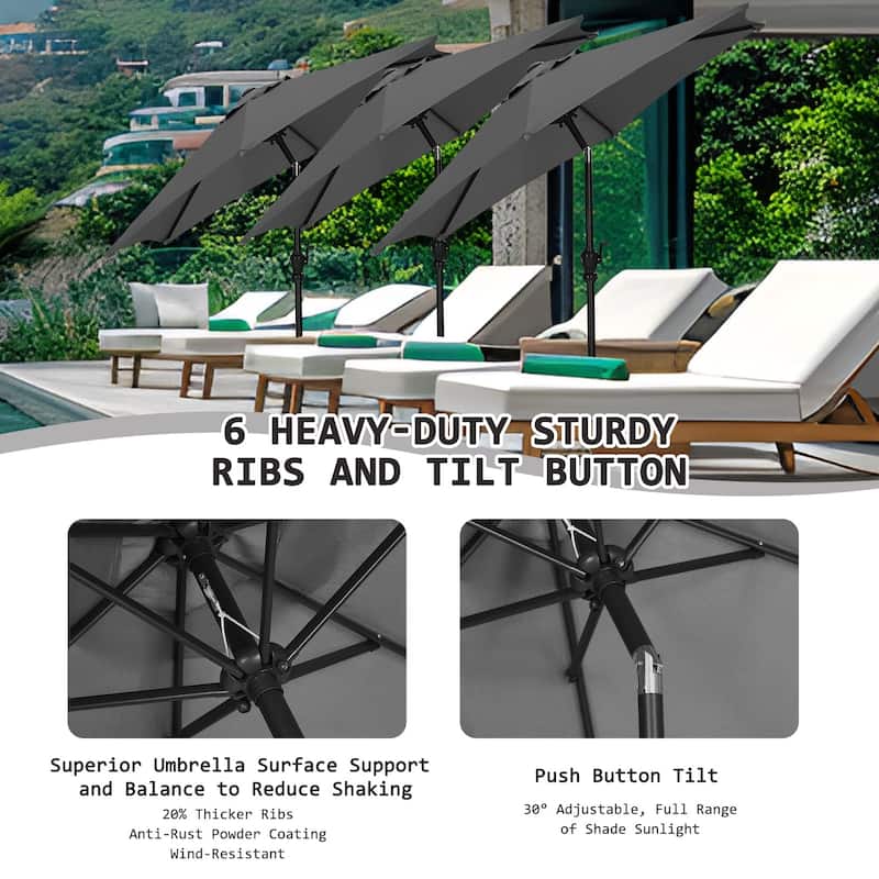 Ainfox 7.5ft Patio Umbrella with Base Outdoor Umbrella