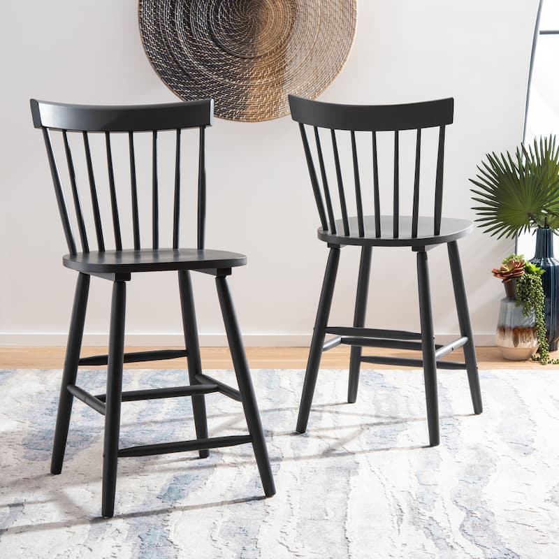 SAFAVIEH Biddie 24-inch Spindle Farmhouse Counter Stool (Set of 2) - 20" W x 21" D x 39" H - 20"W x 21"D x 39"H