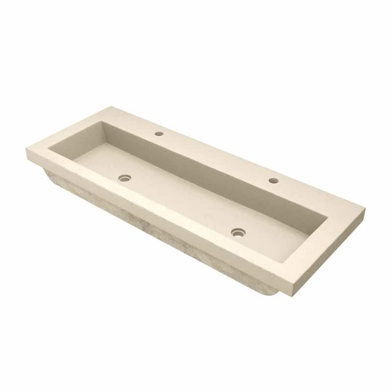 Trough 48-inch NativeStone Drop-in Double Bathroom Sink - 48" x 19" x 5" - Sand - Two Faucet Holes