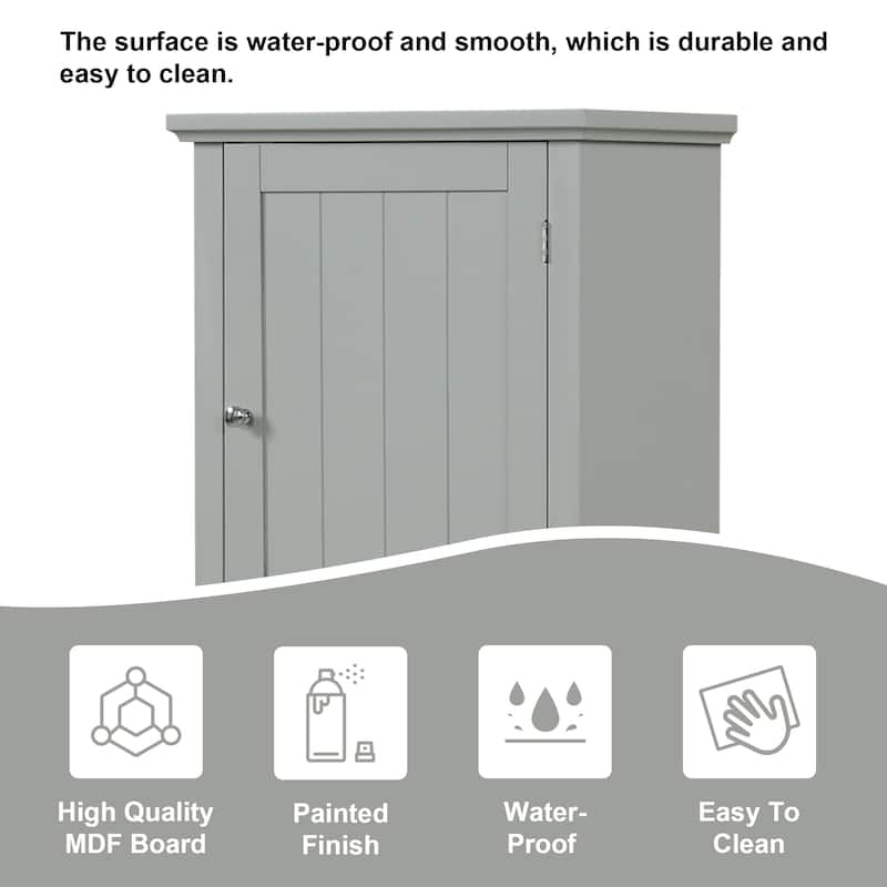 Bathroom Floor Storage Cabinet, Grey Painted Finish Medicine Cabinet