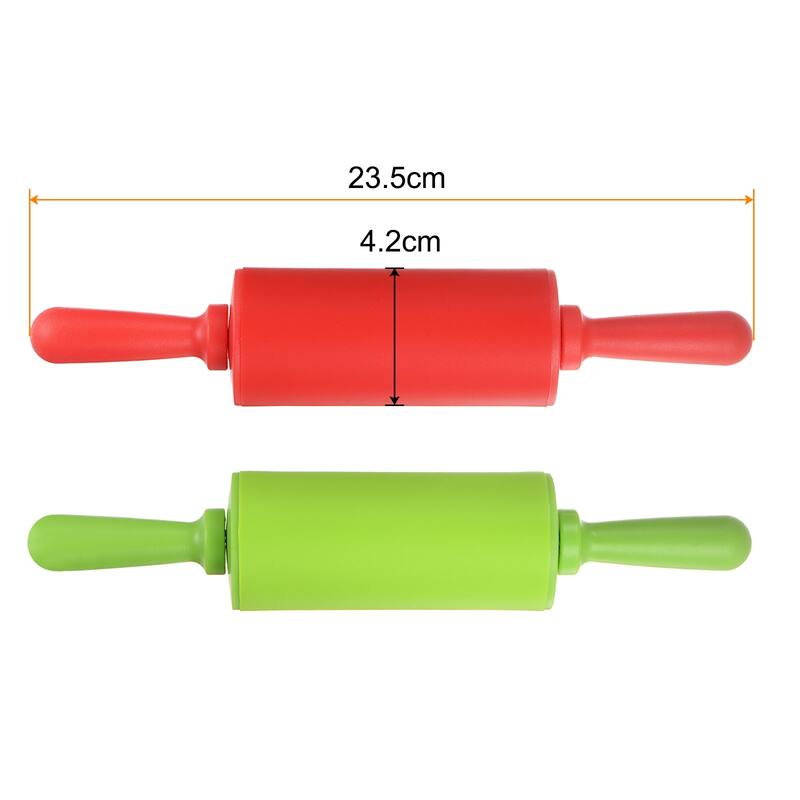 Silicone Rolling Pins for Baking 23.5cm x 4.2cm Red & Green - Red & Green - Red & Green