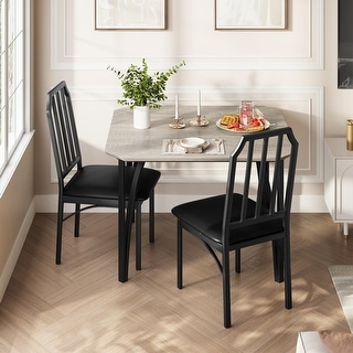 Dining Table Set for 2, Kitchen Table Chairs Set of 2 with PU Upholstered Cushion