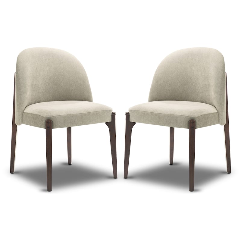 Poly & Bark Pietta Dining Chair (Set of 2) - Durable Fabric with Solid Wood Legs - Luna Grey