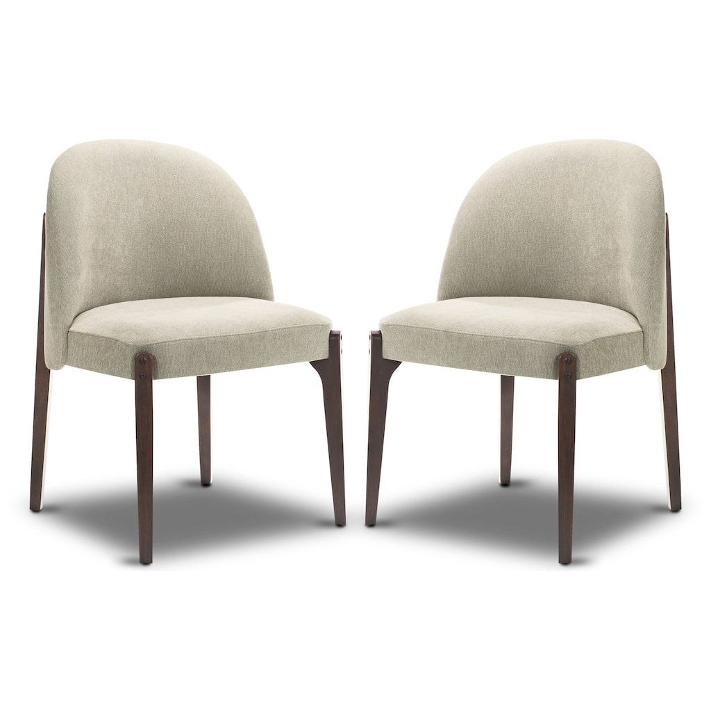 Poly & Bark Pietta Dining Chair (Set of 2) - Durable Fabric with Solid Wood Legs