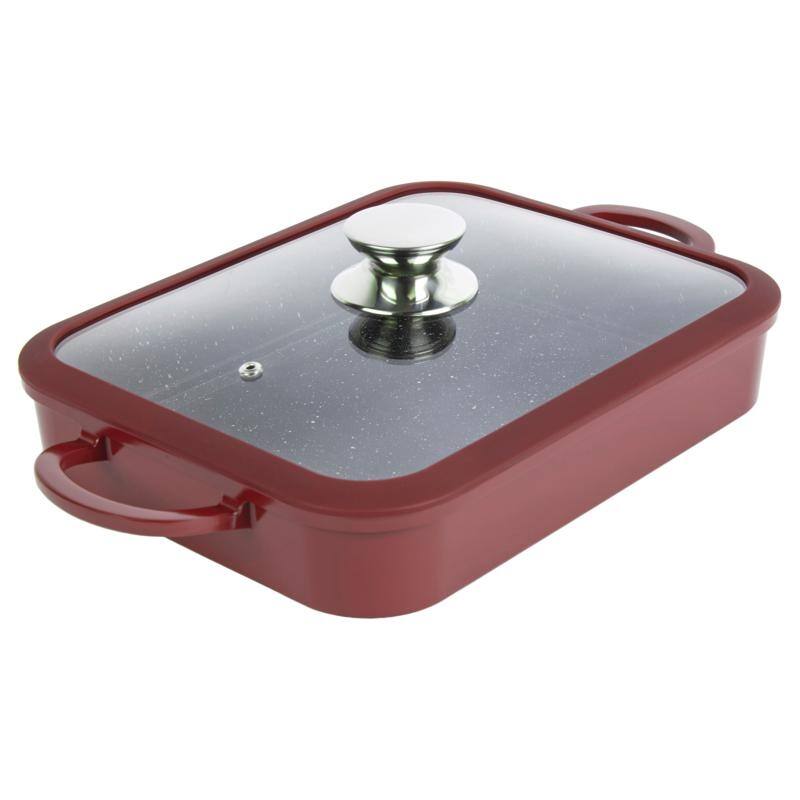Curtis Stone Dura Pan+ Buffet Pan with Glass Lid Refurbished - Red