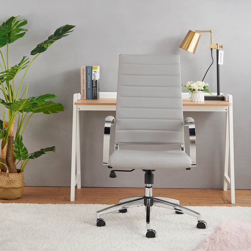 LUXMOD® Office Chair Faux Leather Silver Frame Adjustable and Swivel