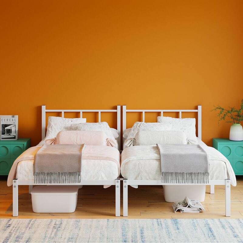 Convertible Triple Twin Metal Bunk Bed with Safety Guardrails and Ladder, Space-Saving Design for Dorm or Guest Room, White