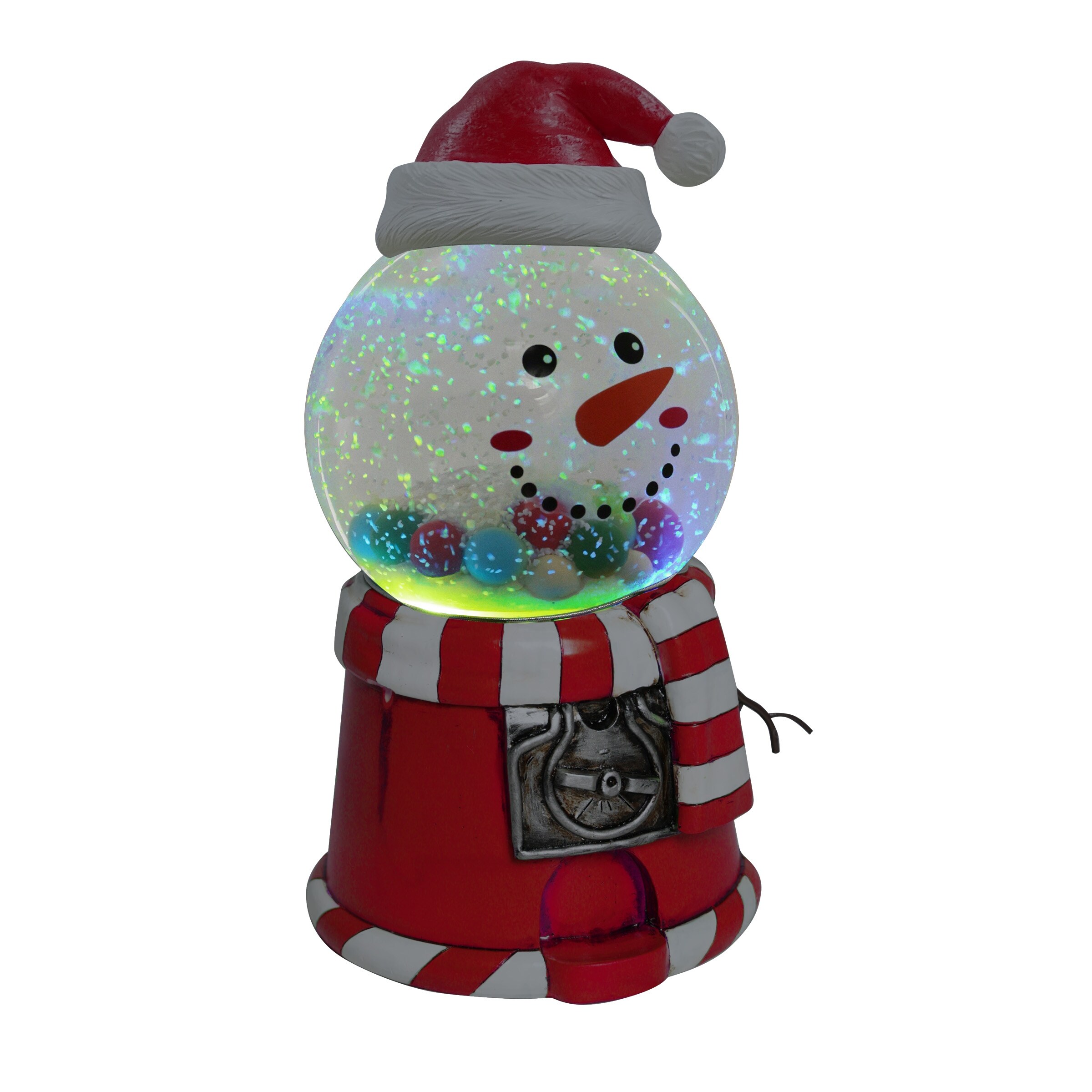 Snowman Red Gumball Snowglobe w/Color Changing LED Light