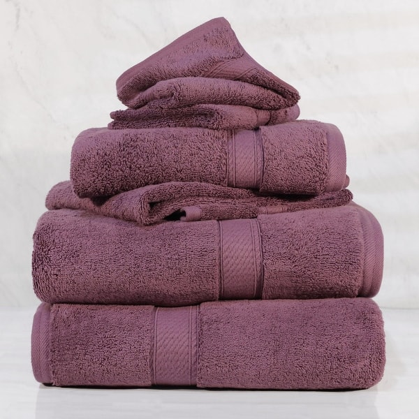 Superior Egyptian Cotton Pile Heavyweight 6-Piece Towel Set - 6-Piece Set - Plum