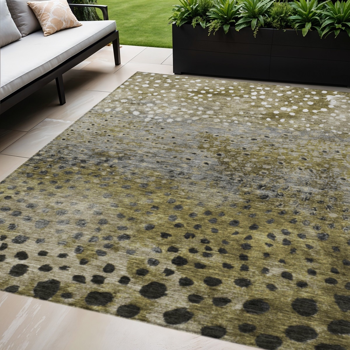 9' X 12' Brown Gray And Ivory Abstract Washable Indoor Outdoor Area Rug - 9' x 12'