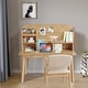 preview thumbnail 1 of 17, Kids Desk with Chair, Student Desk Multi-Tier Organizer, Solid Wood Bookshelf with Drawers Natural