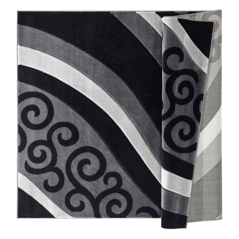 Glamour Grey/Black Polypropylene Area Rug
