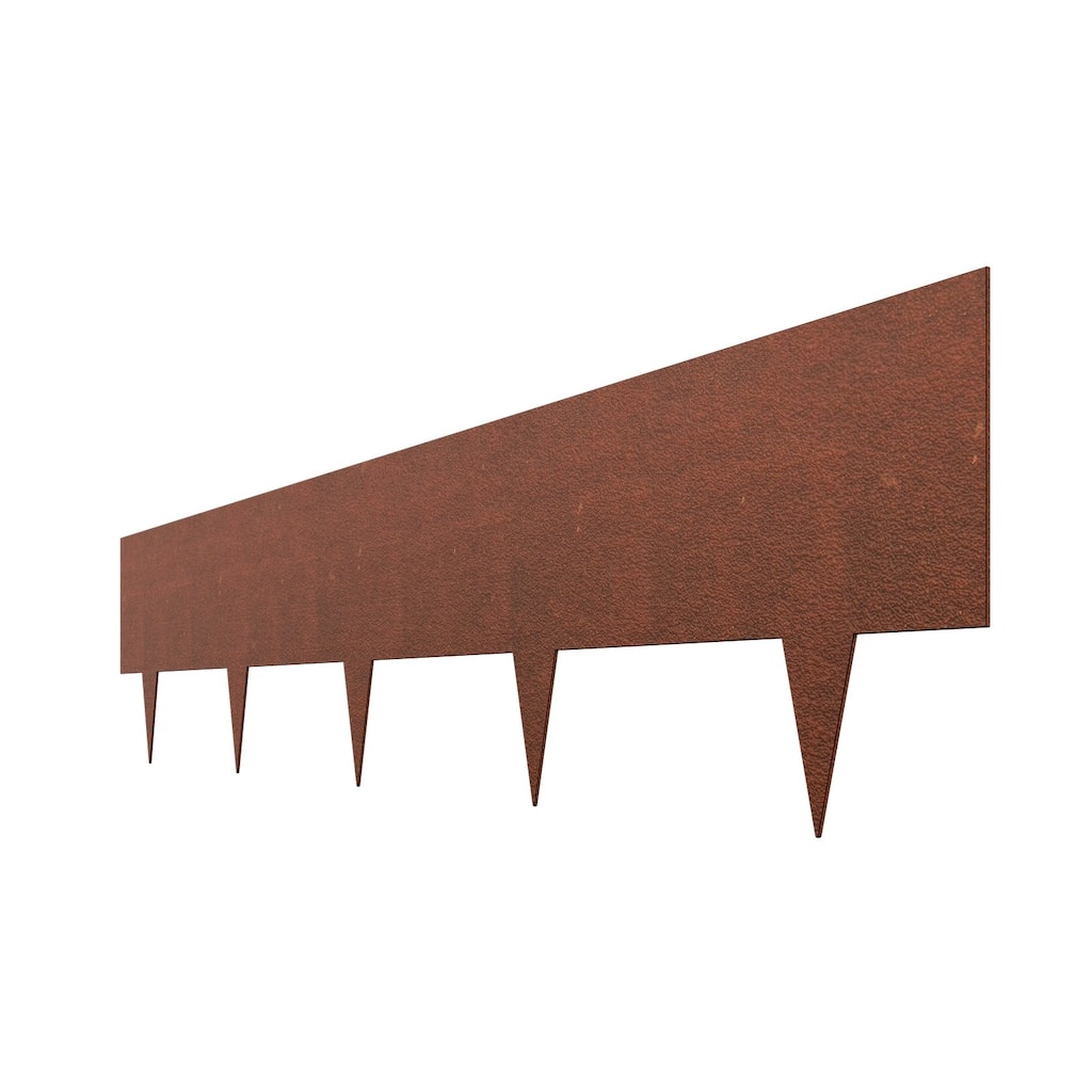 Rust Steel Garden Edging 40" Long Flexible Landscape Border with Spikes and Clips for Lawn - 40” L x 8” H