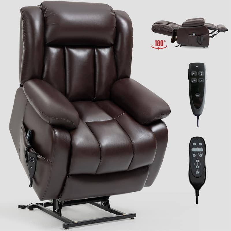 Faux Leather Power Lift Recliner with Massage & Lumbar Heating