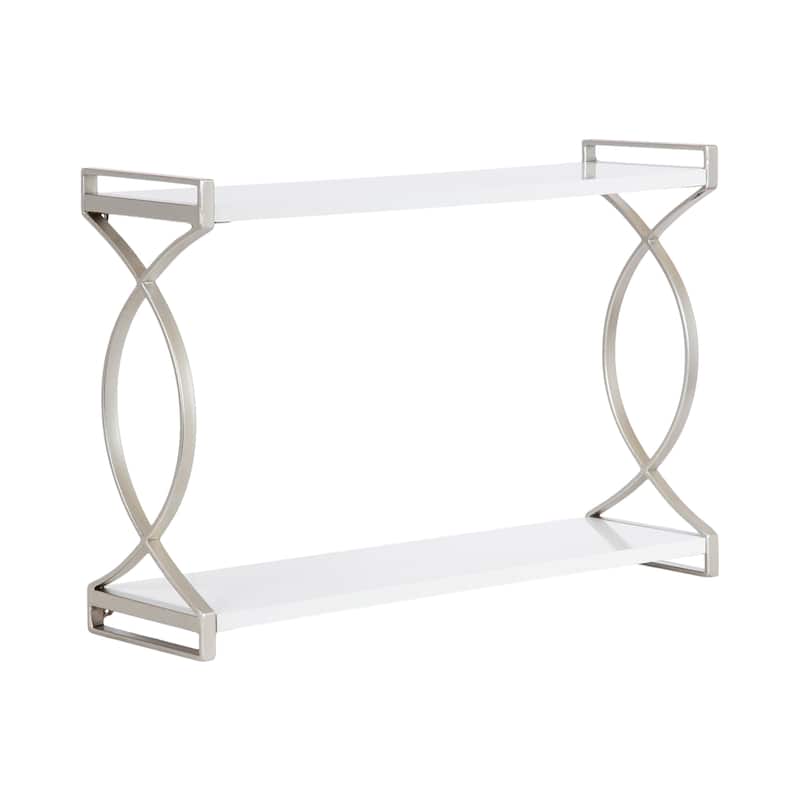 Kate and Laurel Arietta Tiered Shelf - 24x7x16 - White/Silver