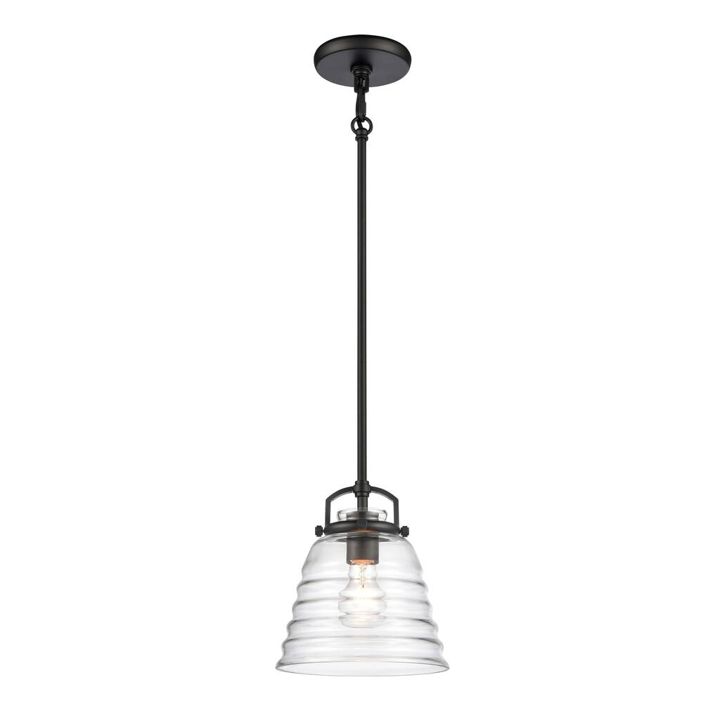 Current 8-inch Wide 1-Light Pendant in Matte Black - 8in W x 8in D x 9in H