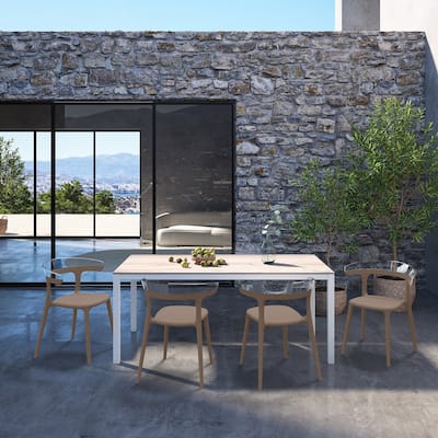 WRGHOME Modern Stacking Patio Dining Side Chair Indoor/Outdoor (Set of 2) Taupe - 30.31'' H X 21.65'' W X 20.08'' D