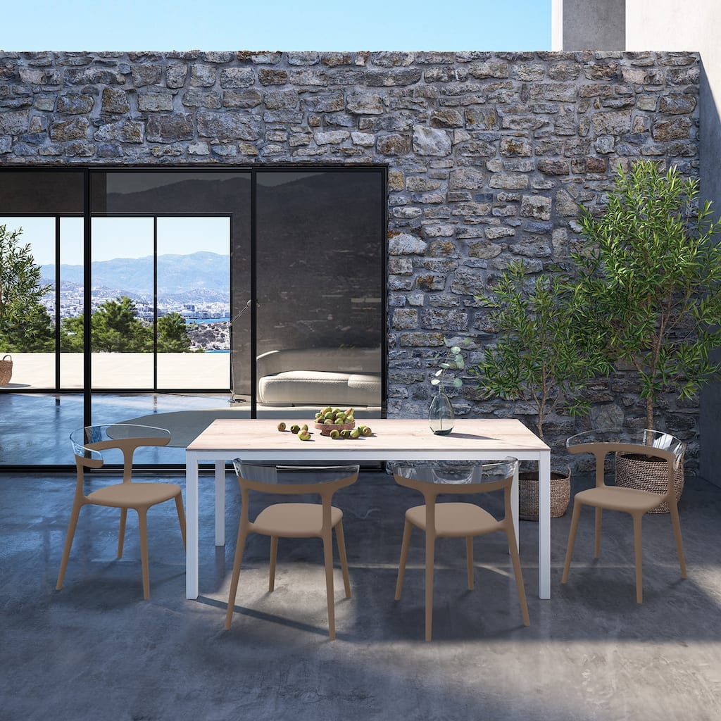 WRGHOME Modern Stacking Patio Dining Side Chair Indoor/Outdoor (Set of 2) Taupe - 30.31'' H X 21.65'' W X 20.08'' D