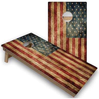 American Flag Distressed Premium 2x4 Cornhole Board Set