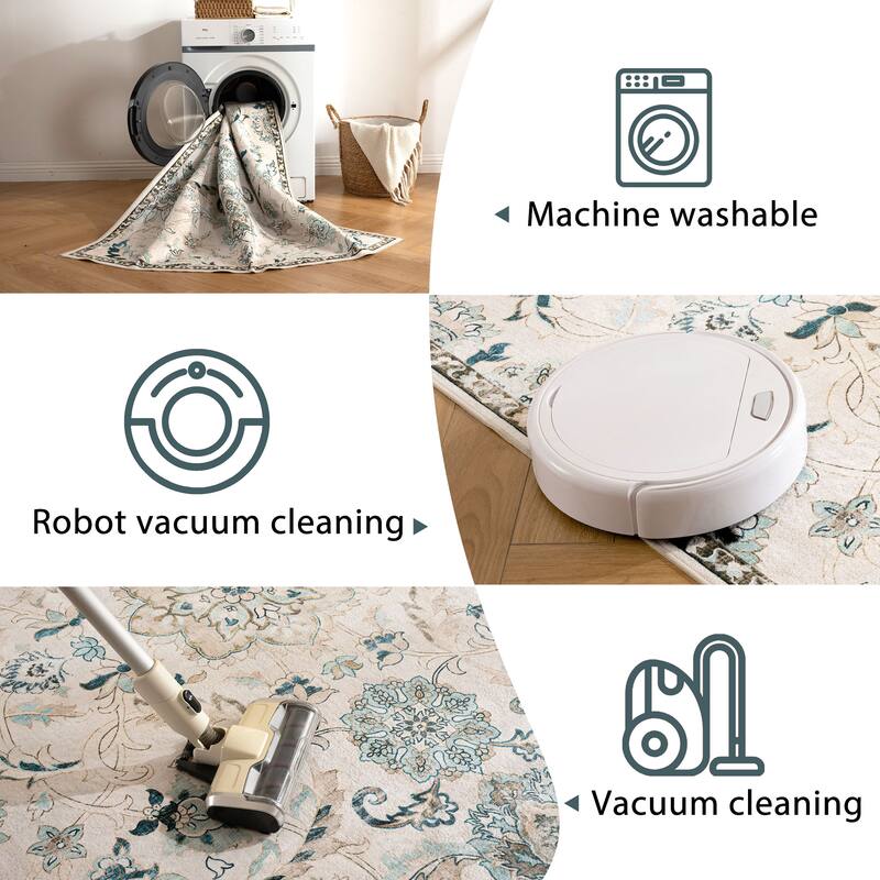 Soft and Non-Slip Machine-Washable Foldable Multi-Use Area Rug