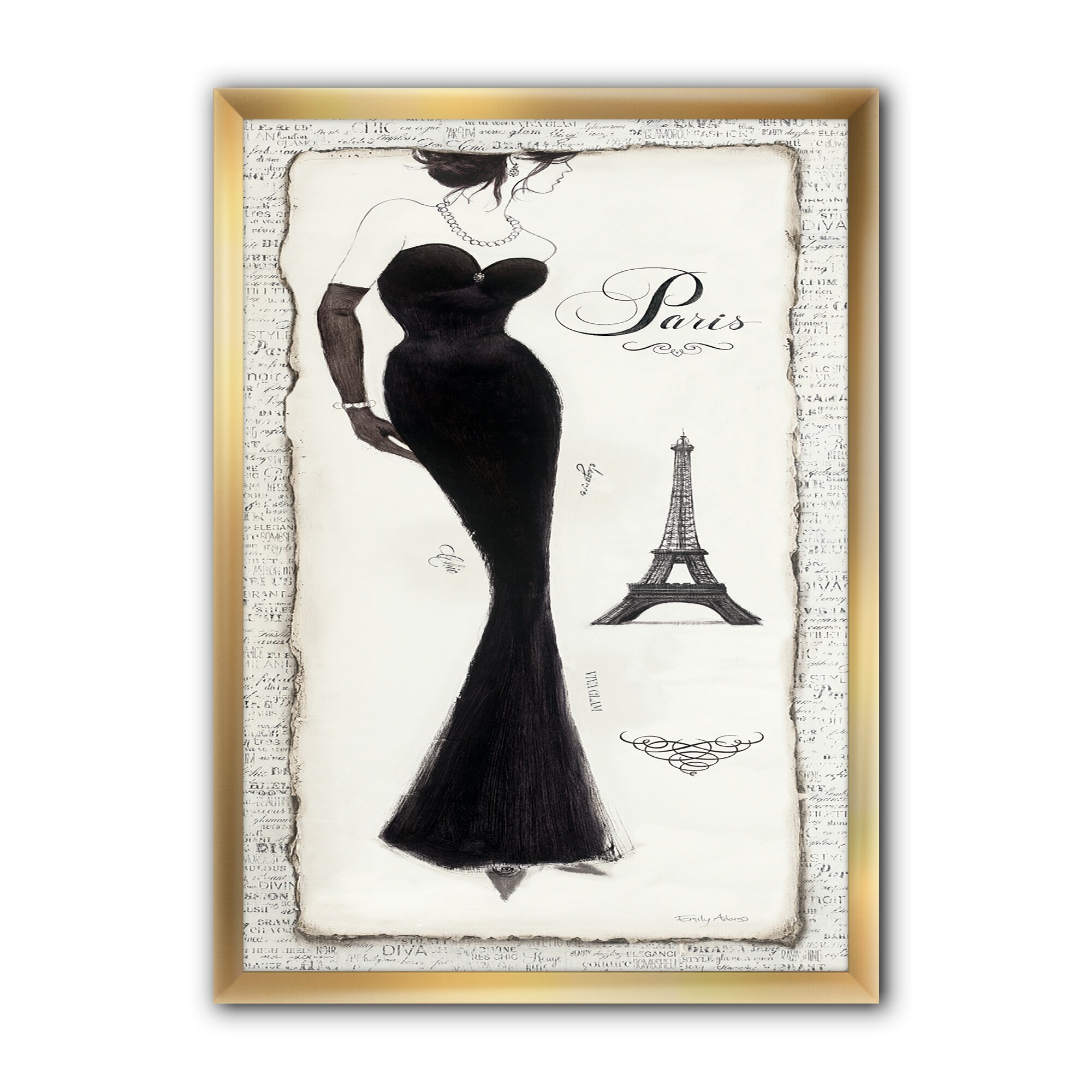Designart Elegance Glam Paris Diva I Fashion Framed Art Print Overstock 30234634