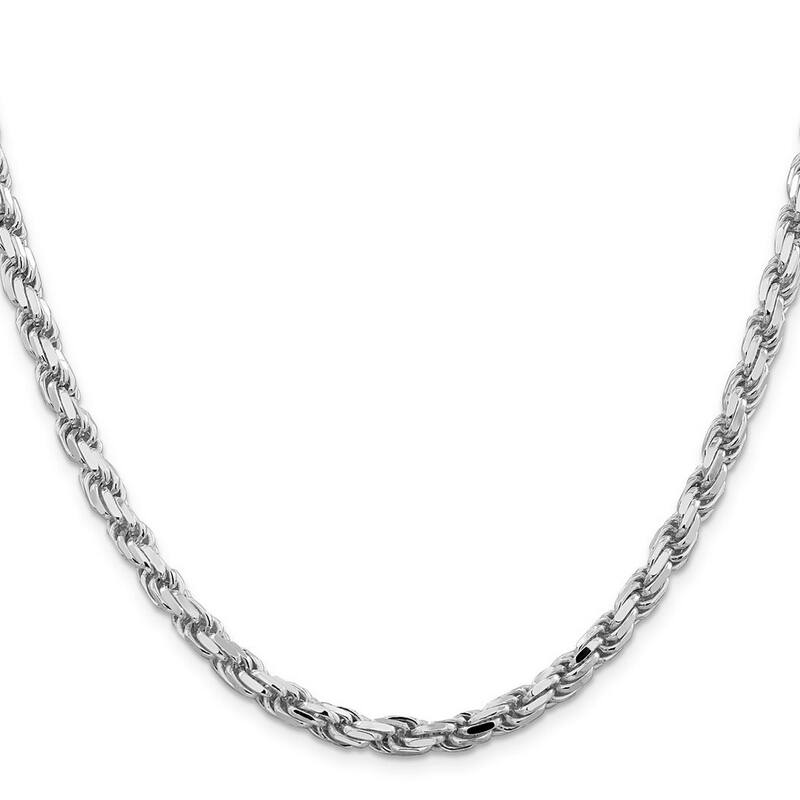 Curata 925 Sterling Silver Rhodium 5.75mm Diamond Cut Rope Chain Necklace for Men