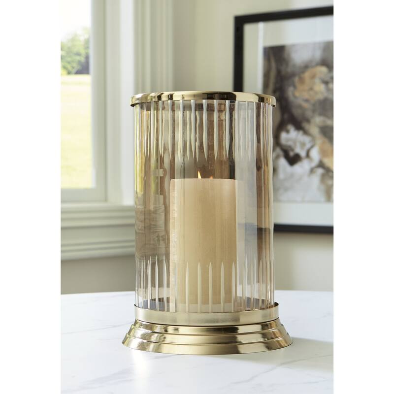 Signature Design by Ashley Aavinson Brown/Gold Candle Holder - 7" W x 7" D x 10.5" H