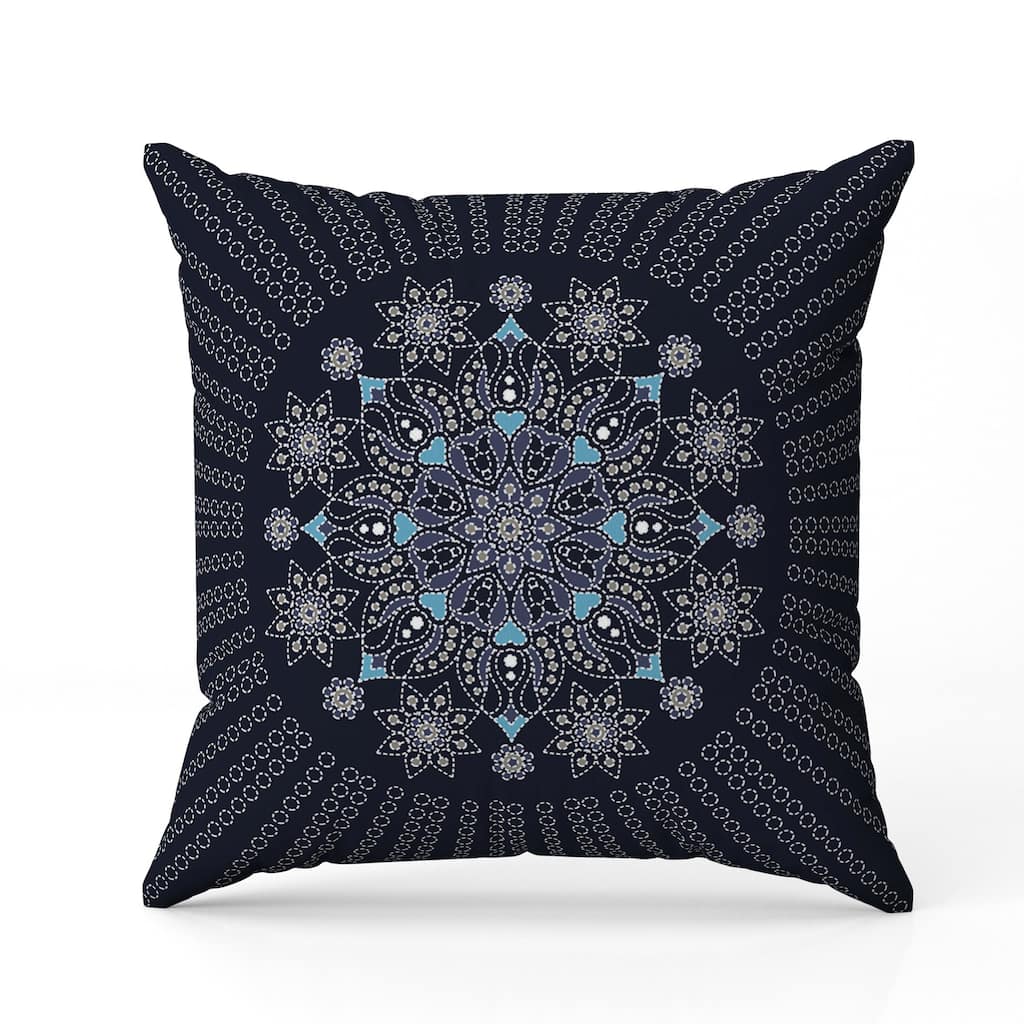Wisteria Whirl Indoor/Outdoor Reversible Throw Pillow Blue and Gray