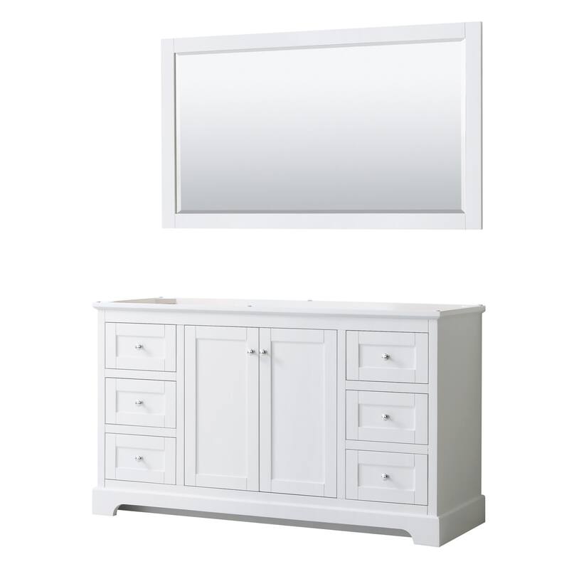 Wyndham Collection Avery 60" Single Free Standing Vanity Cabinet - - White / Polished Chrome Hardware