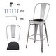 preview thumbnail 22 of 25, High Back Metal Barstool with Black/Brown Leather Cushion-Set of 4