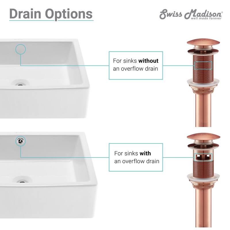 Residential Non-Overflow Pop Up Sink Drain 1.75 In Rose Gold - 2.6" x 1.25" 8.05" - 2.6" x 1.25" 8.05" - Rose Gold
