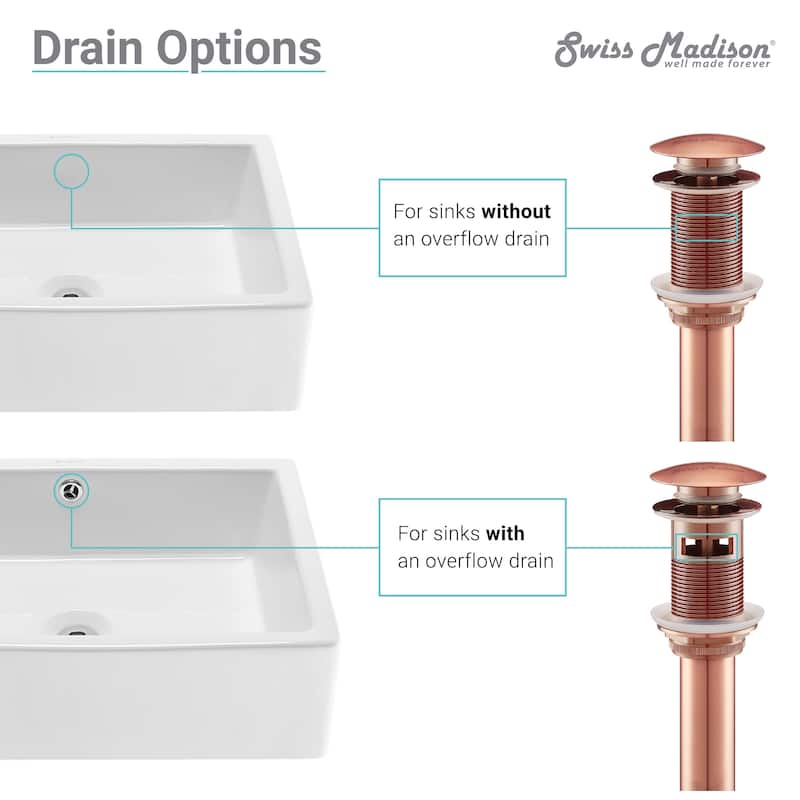 Residential Pop Up Sink Drain 1.75 In Rose Gold - 2.6" x 1.25" 8.05" - 2.6" x 1.25" 8.05" - Rose Gold